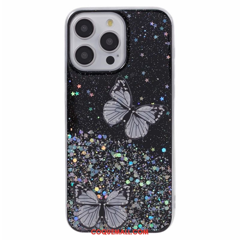 Coque iPhone 16 Pro Max Papillons Scintillants