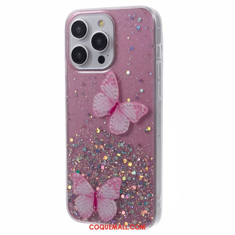 Coque iPhone 16 Pro Max Papillons Scintillants