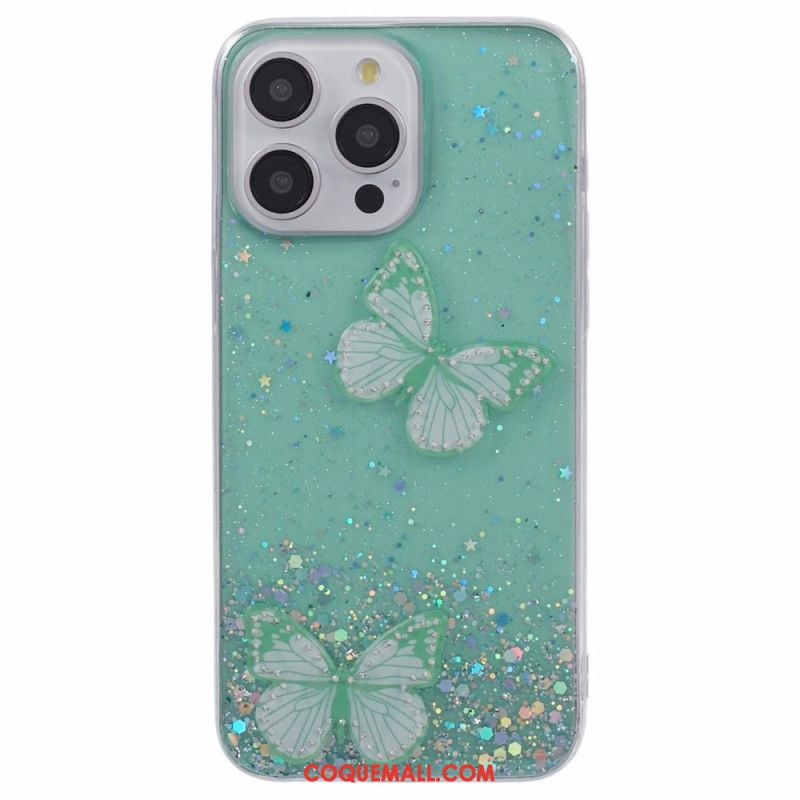 Coque iPhone 16 Pro Max Papillons Scintillants