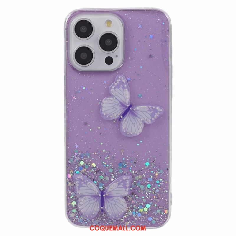 Coque iPhone 16 Pro Max Papillons Scintillants