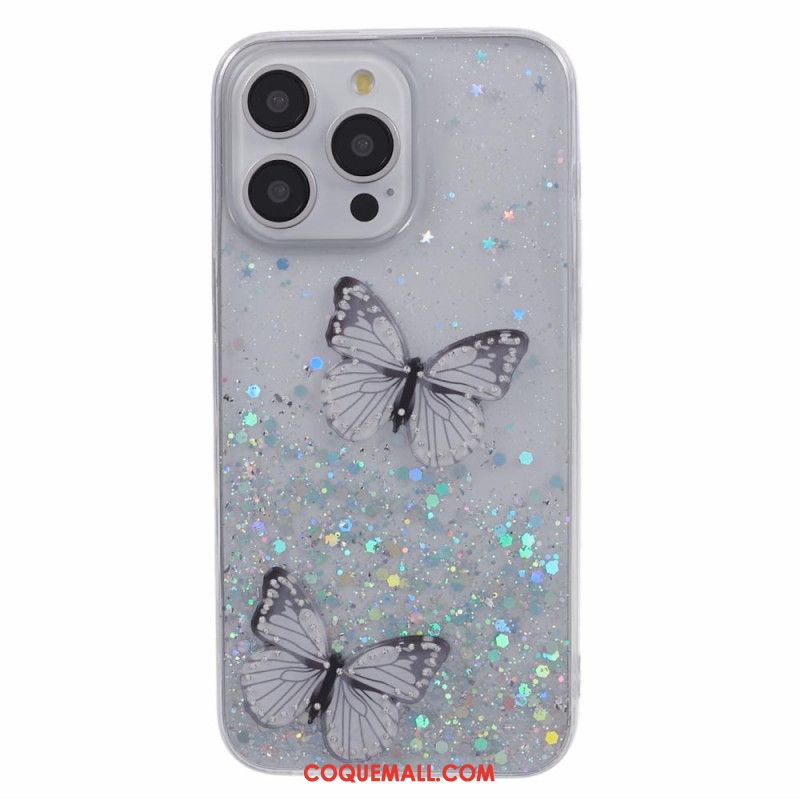 Coque iPhone 16 Pro Max Papillons Scintillants