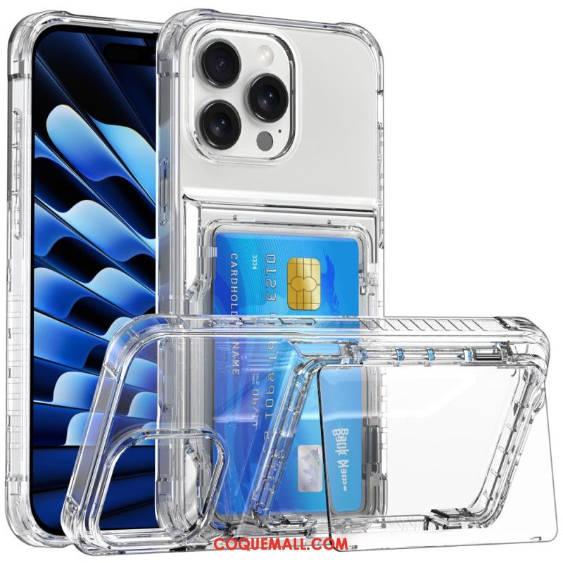 Coque iPhone 16 Pro Max Transparente Porte-Cartes et Support