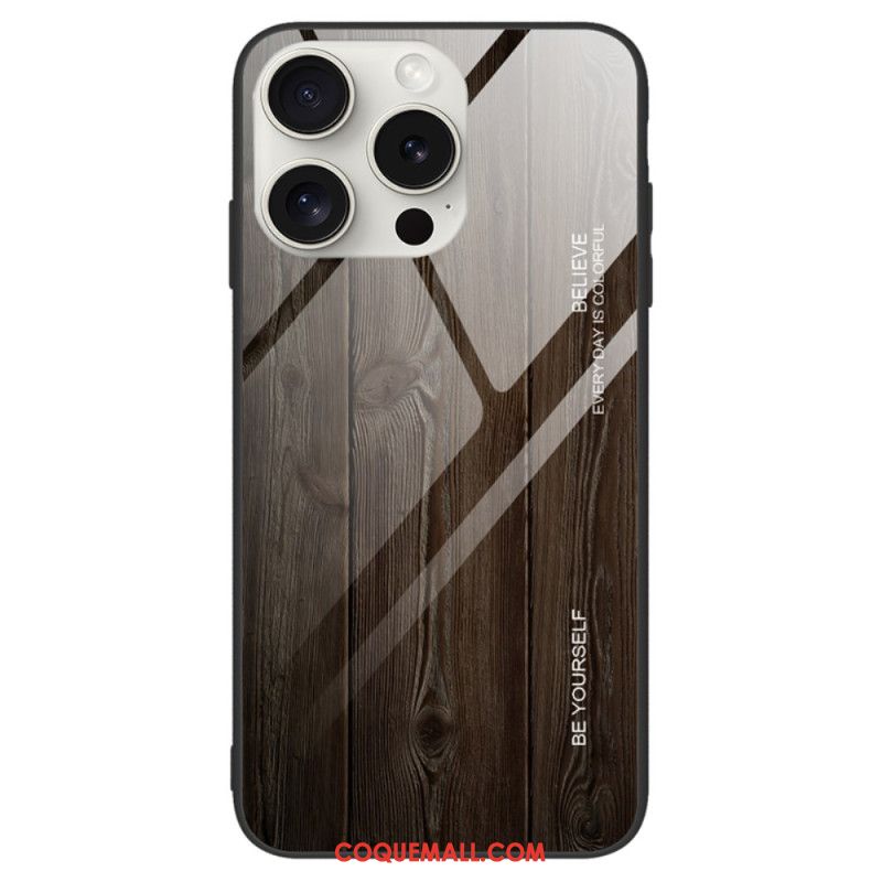 Coque iPhone 16 Pro Max Verre Trempé Bois