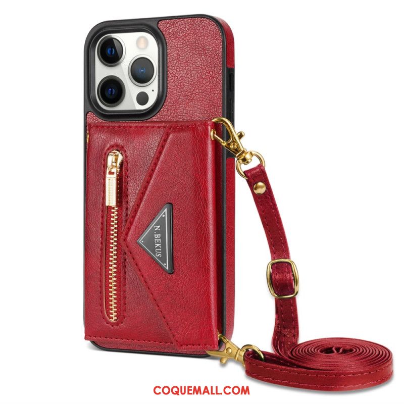 Coque iPhone 16 Pro Portefeuille et Bandoulière N.BEKUS