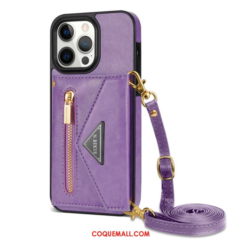 Coque iPhone 16 Pro Portefeuille et Bandoulière N.BEKUS