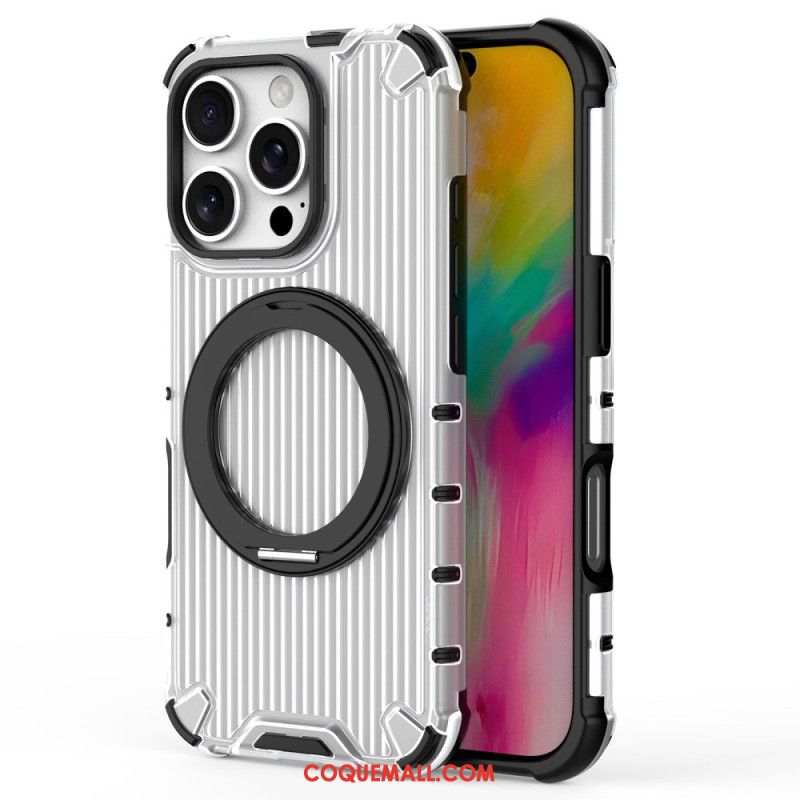 Coque iPhone 16 Pro Rayures Anneau-Support Magnétique