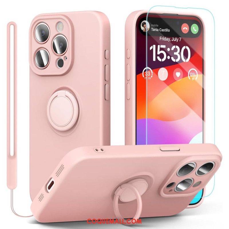 Coque iPhone 16 Pro Silicone Liquide à Lanière