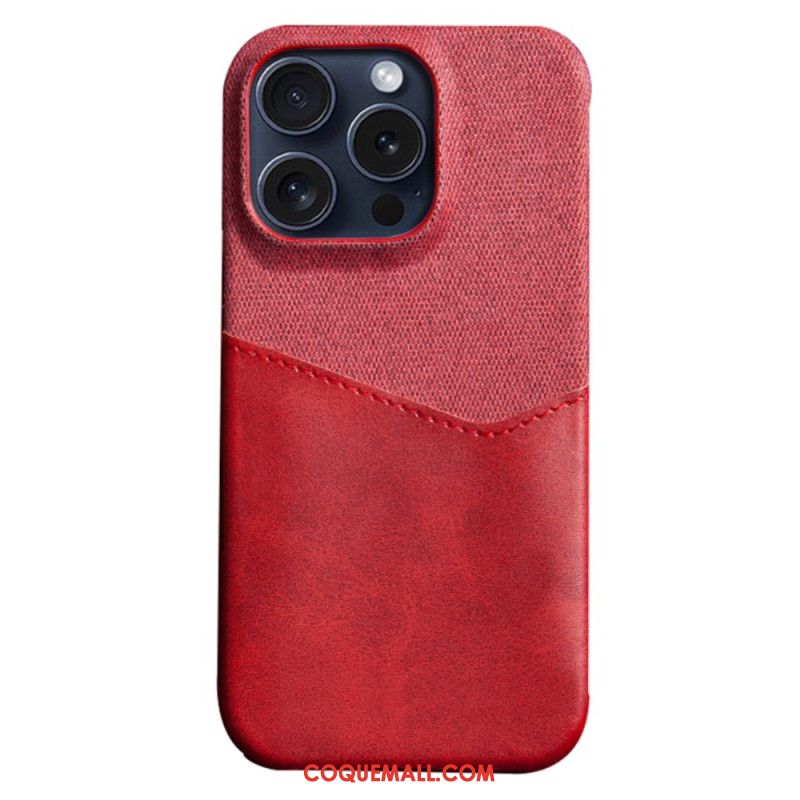 Coque iPhone 16 Pro Simili Cuir et Tissu Porte-Carte