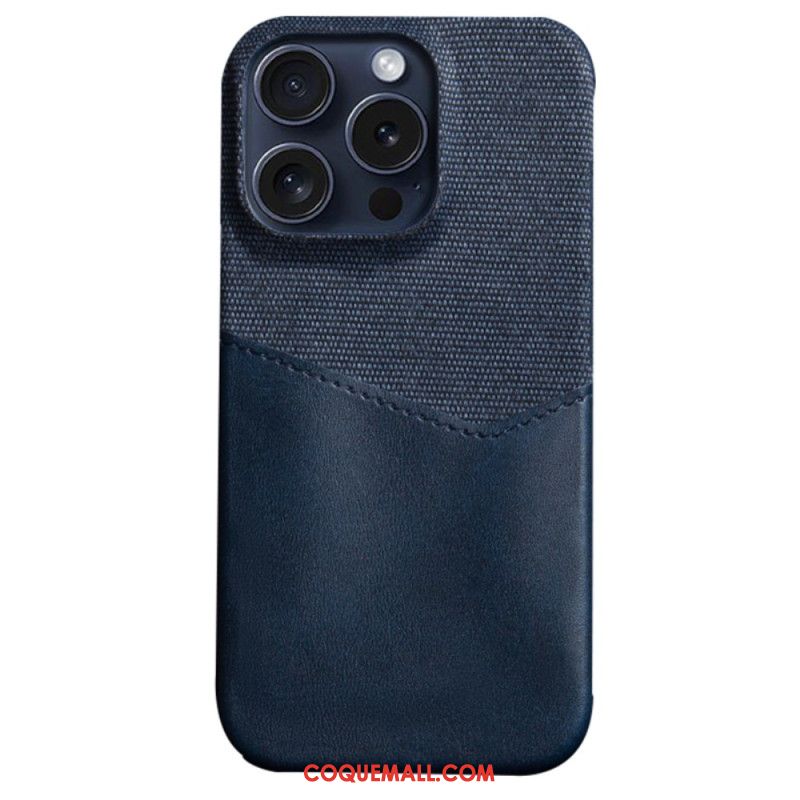 Coque iPhone 16 Pro Simili Cuir et Tissu Porte-Carte