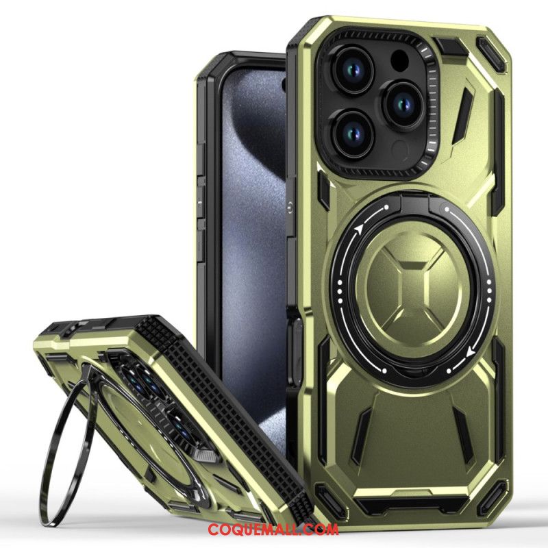 Coque iPhone 16 Pro Style Métal Support Magnétique