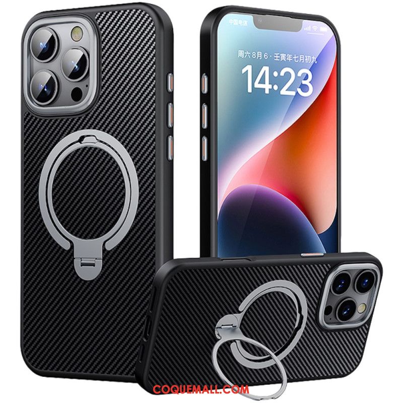 Coque iPhone 16 Pro Support Magnétique Fibre Carbone