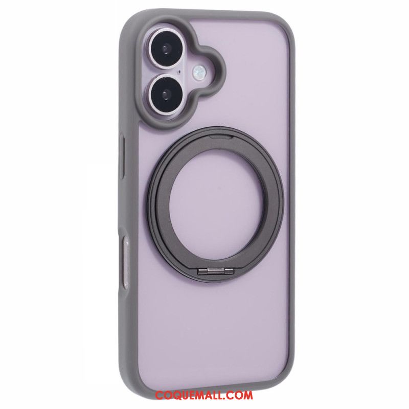 Coque iPhone 16 Support Intégré et Porte-Anneau Rotatif