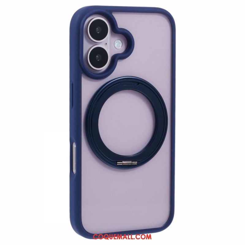 Coque iPhone 16 Support Intégré et Porte-Anneau Rotatif