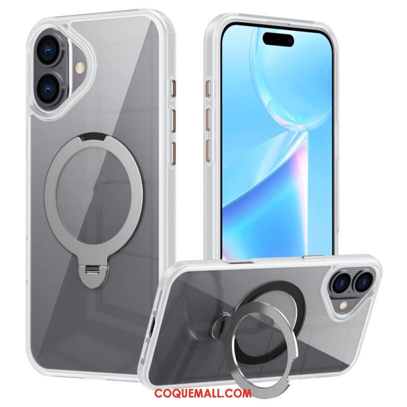 Coque iPhone 16 Transparente Anneau-Support Magnétique