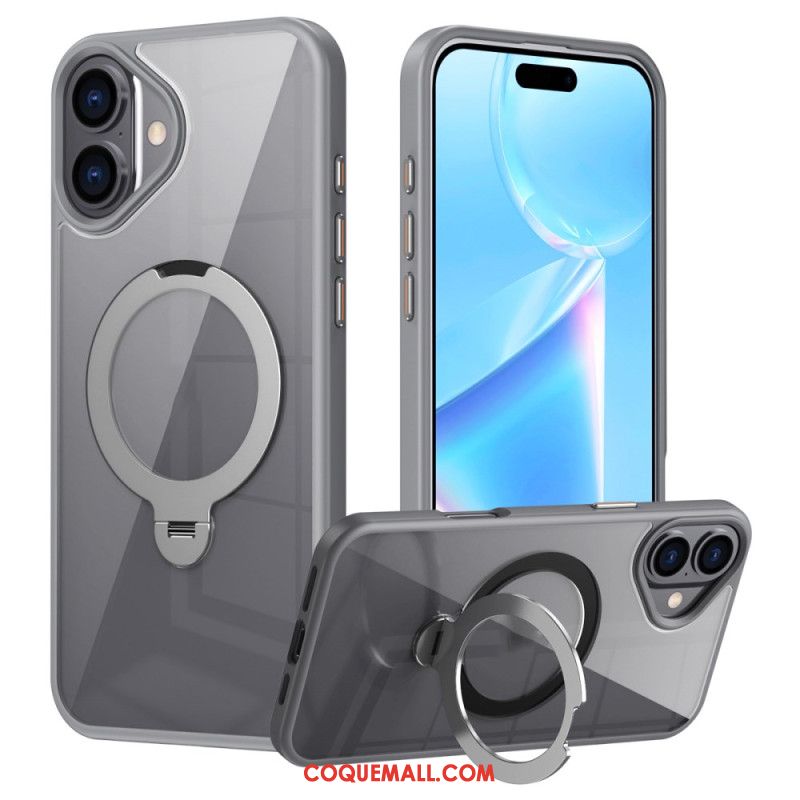 Coque iPhone 16 Transparente Anneau-Support Magnétique