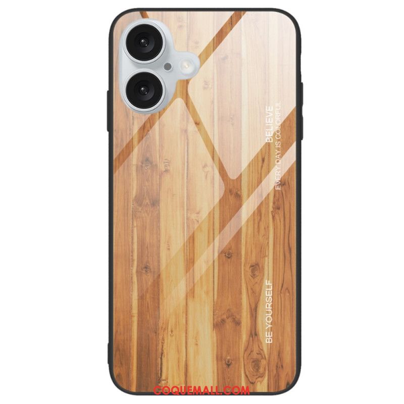 Coque iPhone 16 Verre Trempé Bois