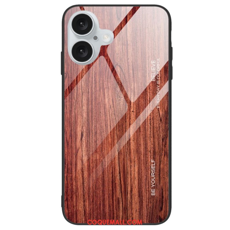 Coque iPhone 16 Verre Trempé Bois