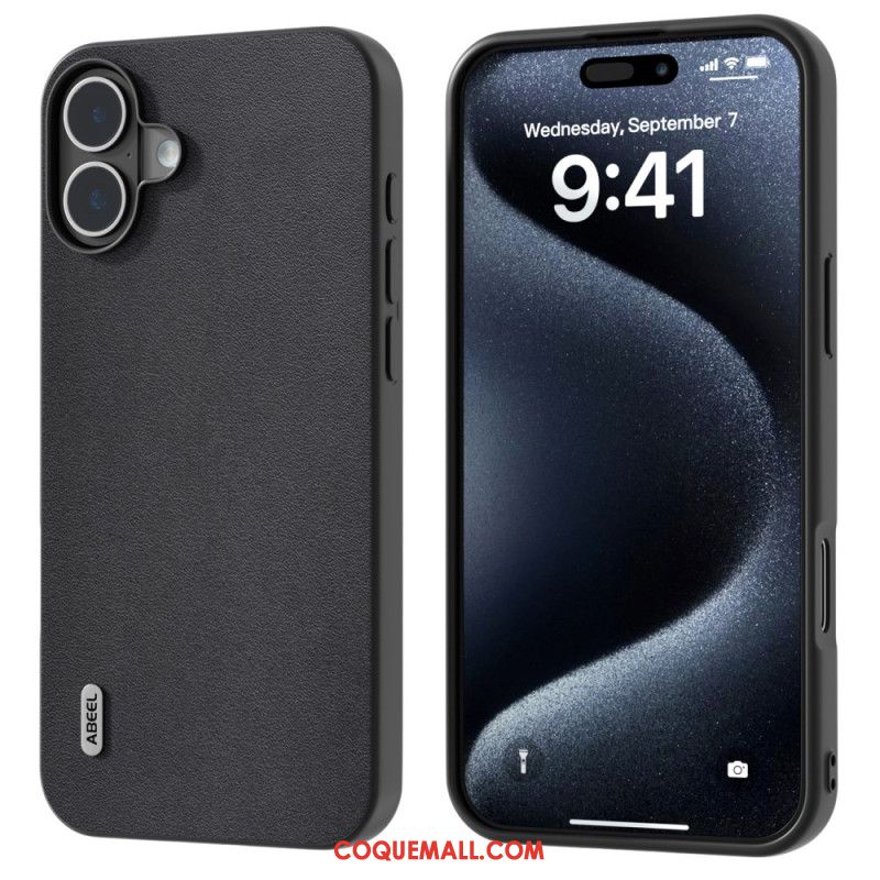 Coque pour iPhone 16 Plus Simili Cuir ABEEL