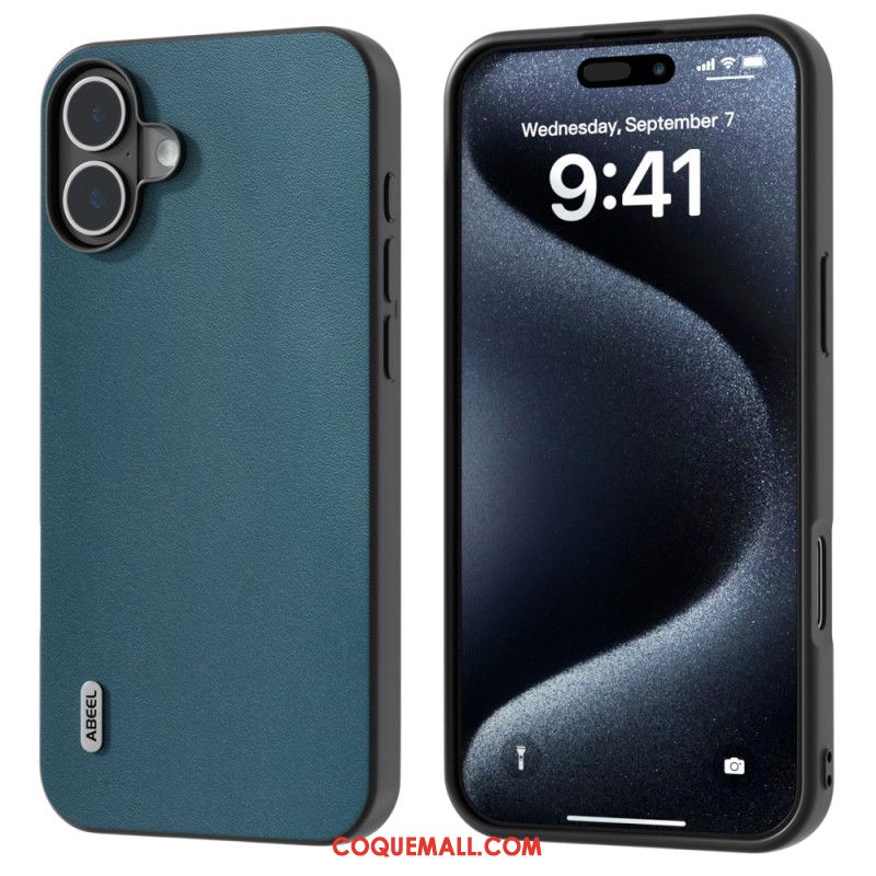 Coque pour iPhone 16 Plus Simili Cuir ABEEL