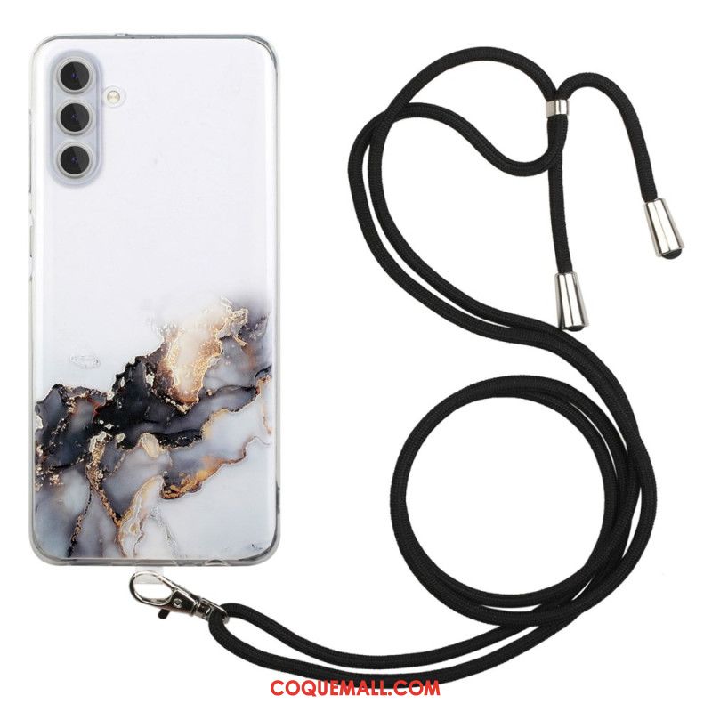 Coque à Cordon Samsung Galaxy S24 Plus Marbre Aquarelle