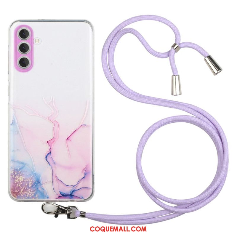 Coque à Cordon Samsung Galaxy S24 Plus Marbre Aquarelle