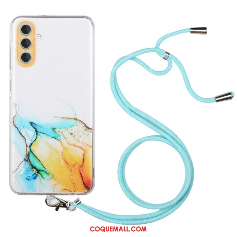 Coque à Cordon Samsung Galaxy S24 Plus Marbre Aquarelle