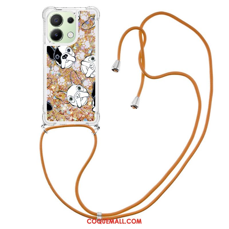 Coque à Cordon Xiaomi Redmi Note 13 4G Paillettes Motif Cartooon