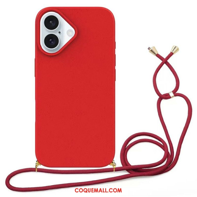 Coque à Cordon iPhone 16 Plus Paille de Blé