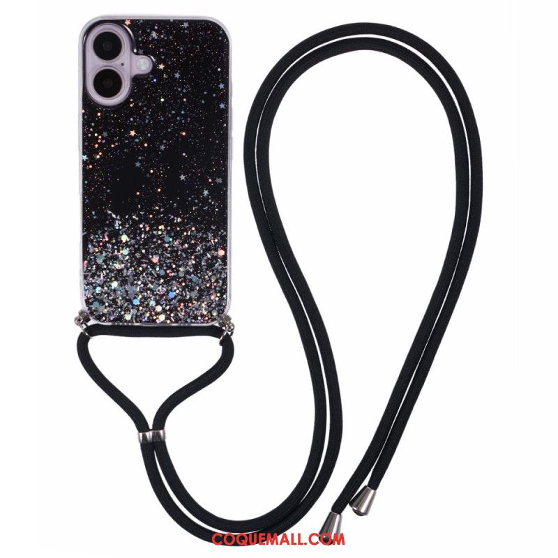 Coque à Cordon iPhone 16 Plus Paillettes