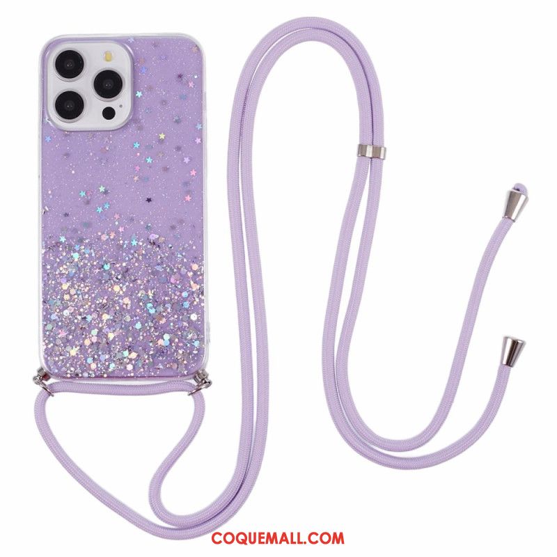 Coque à Cordon iPhone 16 Pro Max Paillettes