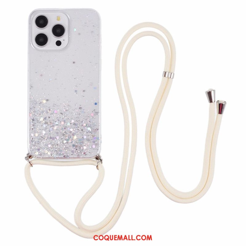 Coque à Cordon iPhone 16 Pro Max Paillettes