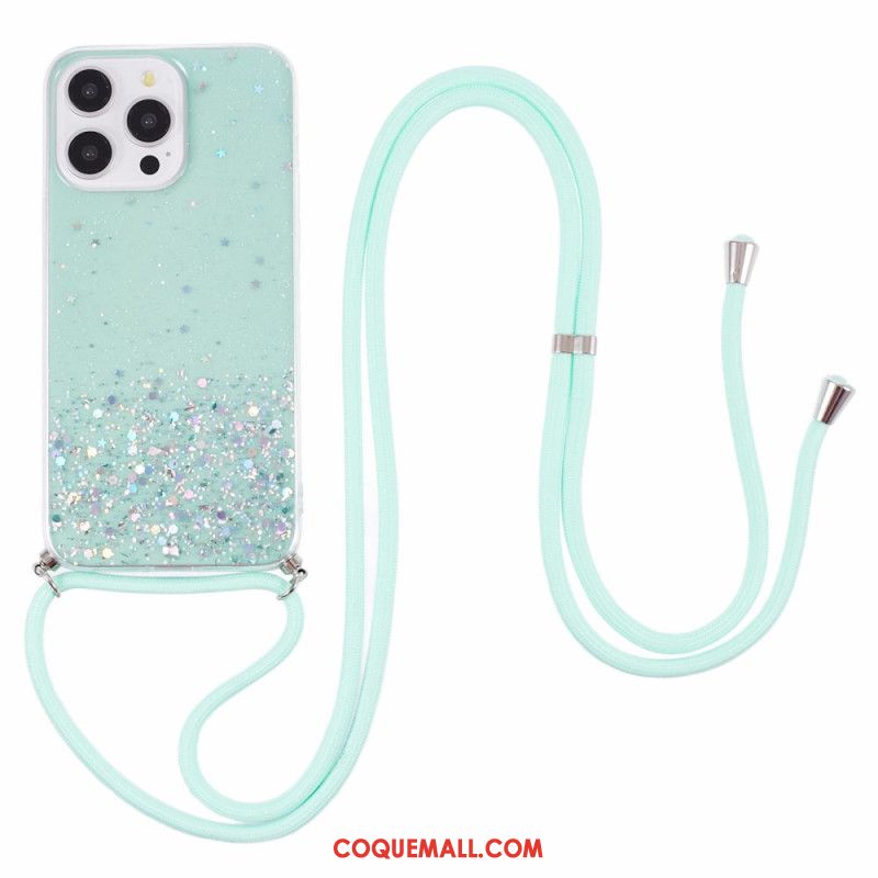 Coque à Cordon iPhone 16 Pro Paillettes