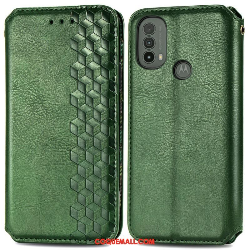 Flip Cover Moto E40 / E30 / E20 Effet Cuir Texture Diamant