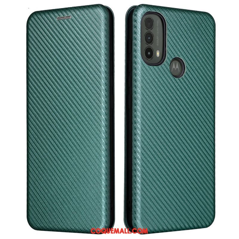 Flip Cover Moto E40 / E30 / E20 Fibre Carbone