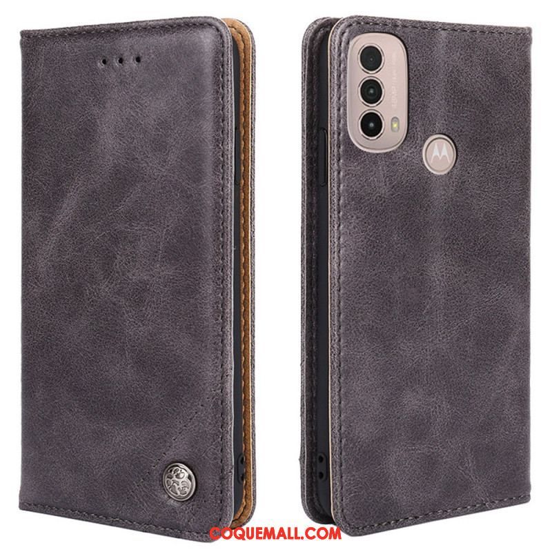 Flip Cover Moto E40 / E30 / E20 Style Cuir Rivet