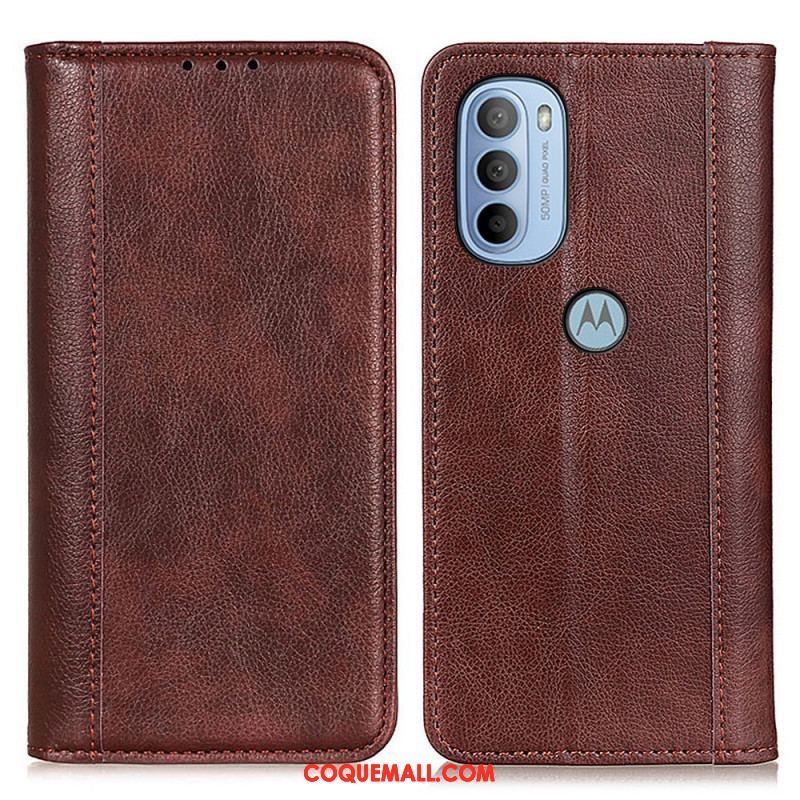 Flip Cover Moto G41 / G31 Cuir Litchi Fendu Élégance