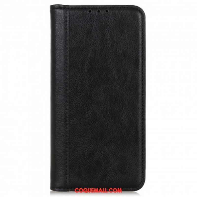 Flip Cover Motorola Edge 20 Lite Version Cuir Litchi Fendu