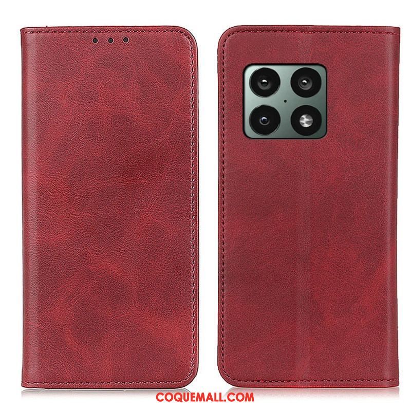 Flip Cover OnePlus 10 Pro 5G Cuir Fendu Élégance