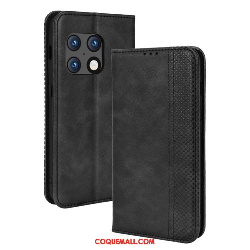 Flip Cover OnePlus 10 Pro 5G Effet Cuir Vintage Stylisé