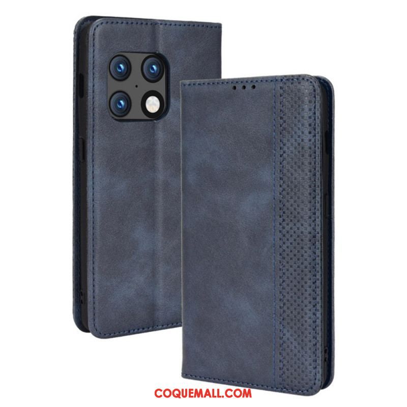 Flip Cover OnePlus 10 Pro 5G Effet Cuir Vintage Stylisé