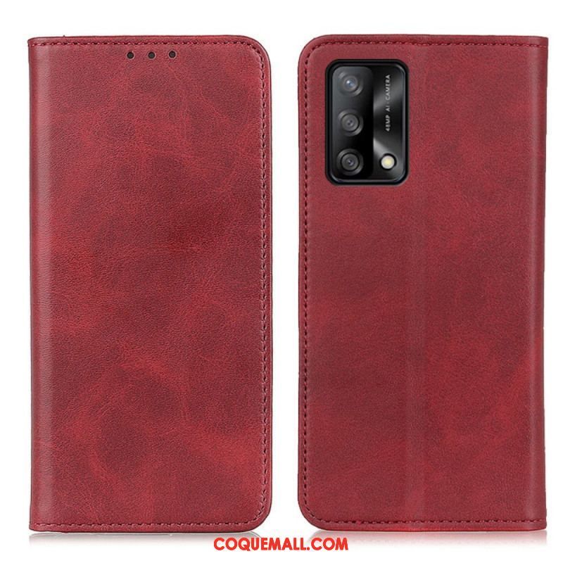 Flip Cover Oppo A74 4G Cuir Fendu Élégance