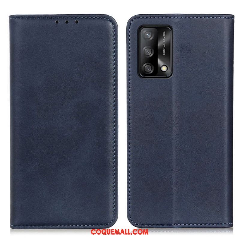 Flip Cover Oppo A74 4G Cuir Fendu Élégance