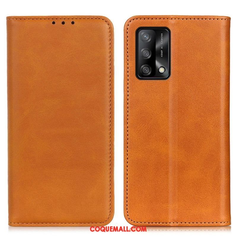 Flip Cover Oppo A74 4G Cuir Fendu Élégance