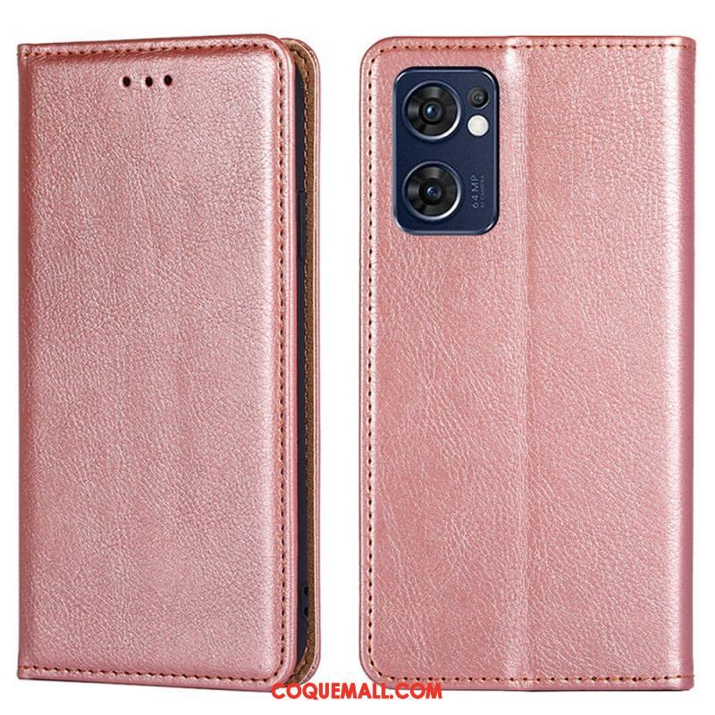 Flip Cover Oppo Find X5 Lite Simili Cuir Coutures