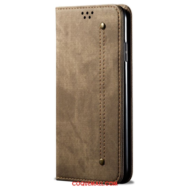 Flip Cover Oppo Reno 12 5G Tissu Jeans