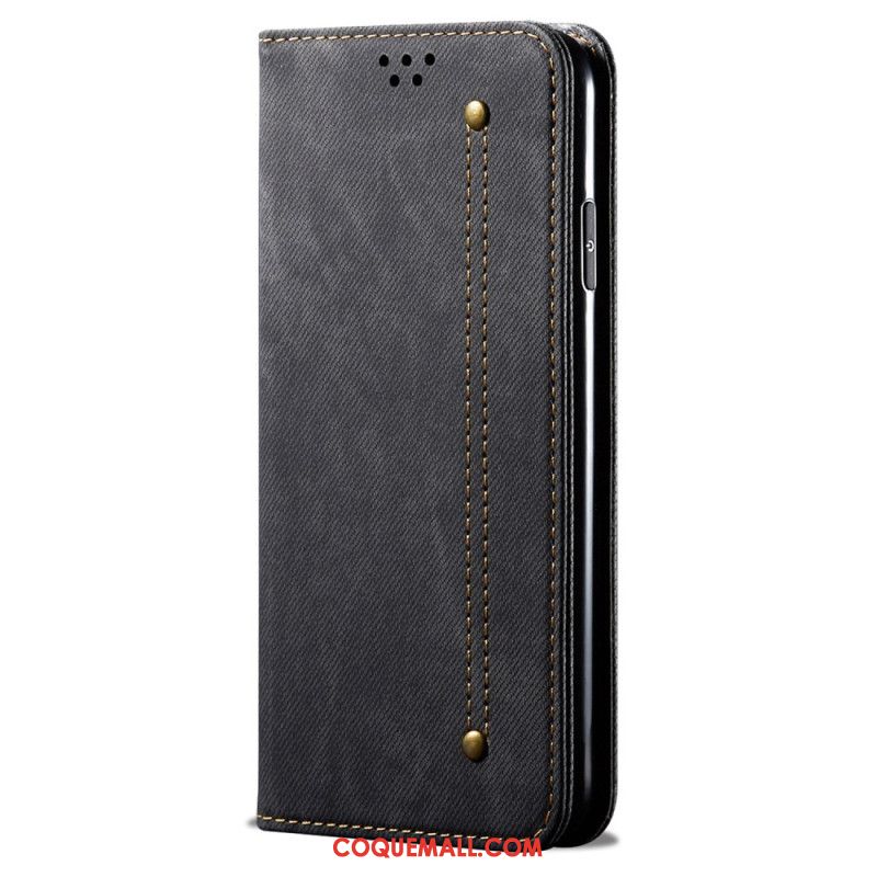 Flip Cover Oppo Reno 12 Pro 5G Tissu Jeans