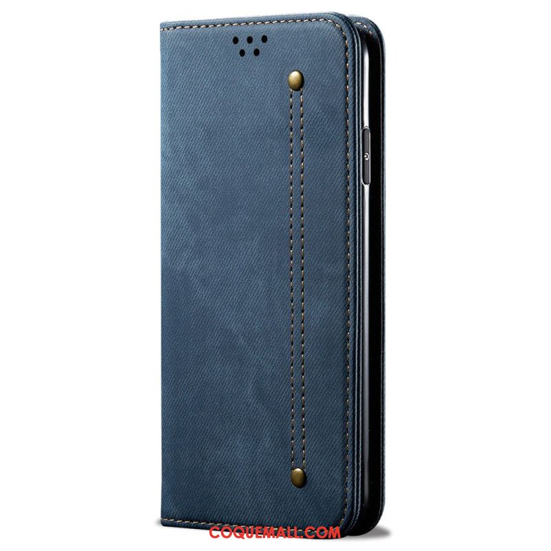 Flip Cover Oppo Reno 12 Pro 5G Tissu Jeans