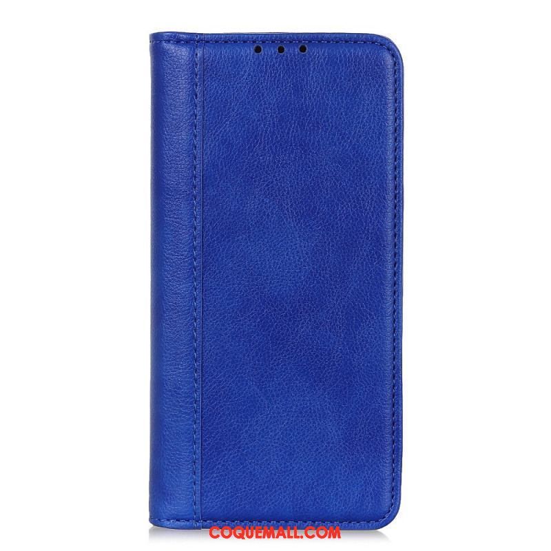 Flip Cover Samsung Galaxy A13 5G / A04s Cuir Litchi Fendu Élégance