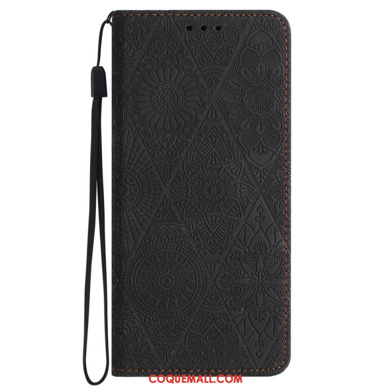 Flip Cover Samsung Galaxy A15 5G Patchwork à Lanière