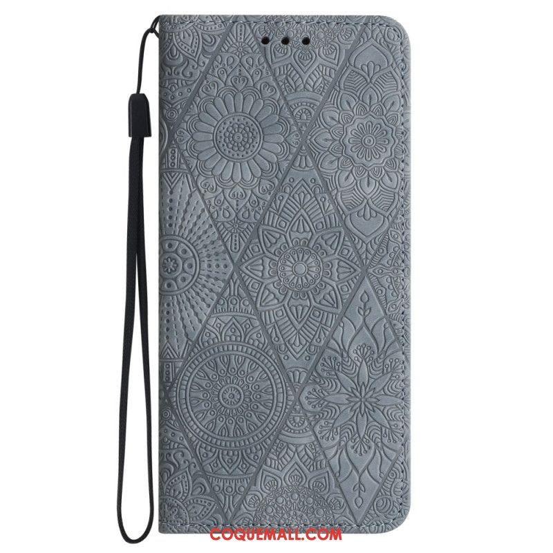 Flip Cover Samsung Galaxy A15 5G Patchwork à Lanière